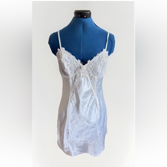 Vintage Other - Vintage 90s LA Intimates Belle White Strappy Lace Lingerie Slip Dress Size Small